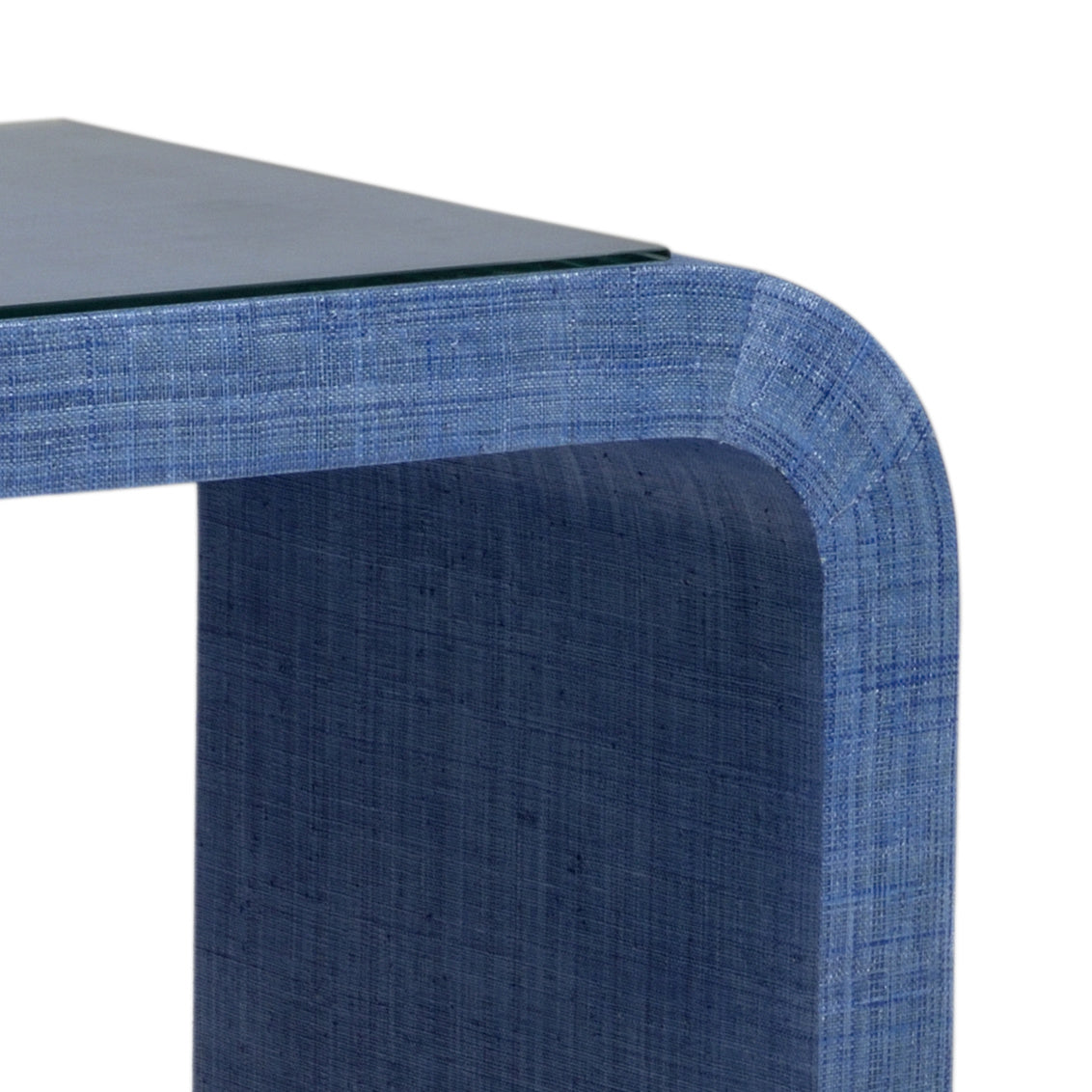 Waterfall console in blue raffia - Jamie Merida Collection for Chelsea House